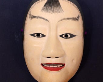 Masque Ikku Sennin extremement rare du théâtre no en bois