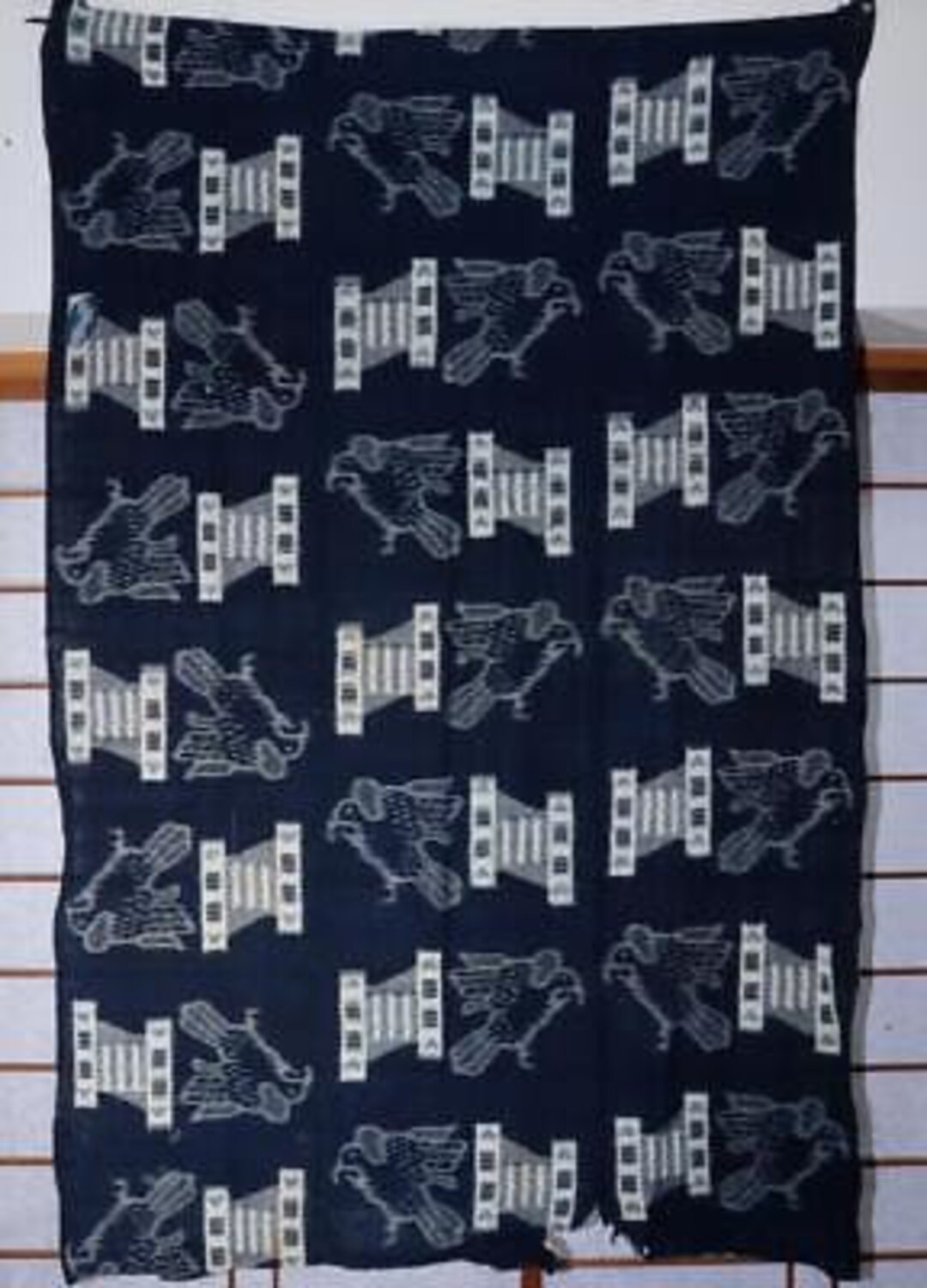 家具 katatumuri Japanese Antique Cotton Cloth Kasuri STRUCTURE Hawk Design Boro