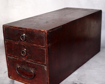 アンティーク箪笥：7段引き出し付き木製キャビネット、江戸時代 - Etsy