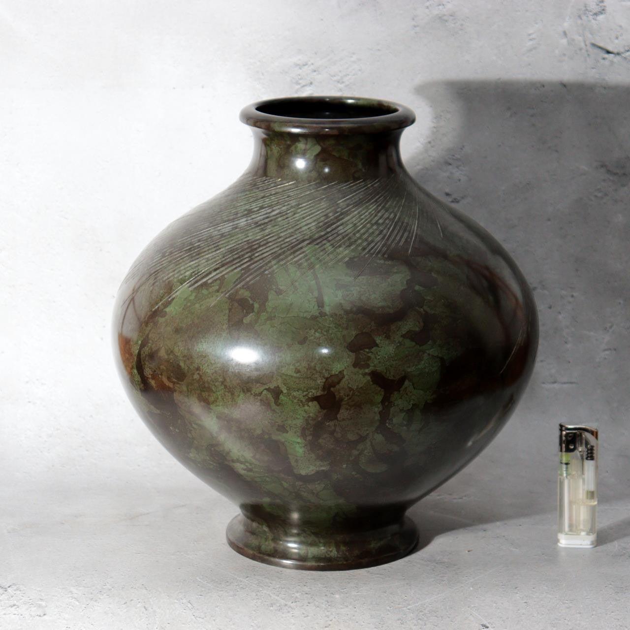 工芸品 Japanese Bronze Glazed Vase with Handles 工芸品 Japanese