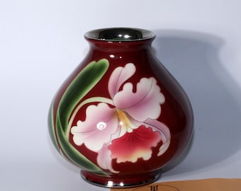 Jarrón japonés Shippou de cloisonné con diseño floral KOKUSUI PV237