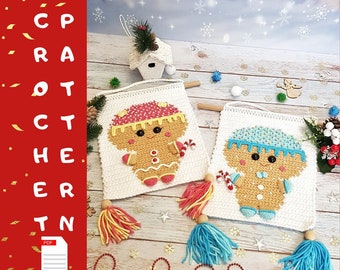 Gingerbread Man Crochet Pattern, wall hanging PDF pattern