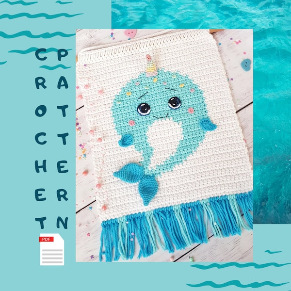 Crochet Pattern, Narwhal Wall hanging, Unicorn PDF Pattern