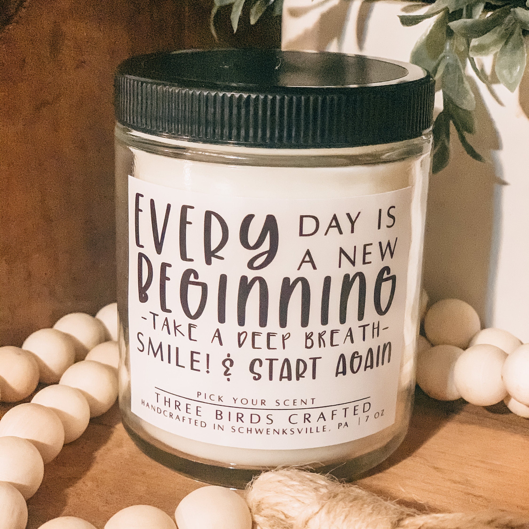 New Beginnings Natural Beeswax Candle Inspirational Candle Etsy