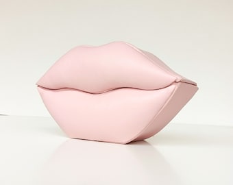 Caja decorativa en forma de labios rosados, decoración de la habitación de la niña, regalo para maquilladora, regalo para ella