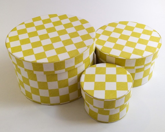 Decorative Hat Box for Storage With Lid Set of 3 Round 