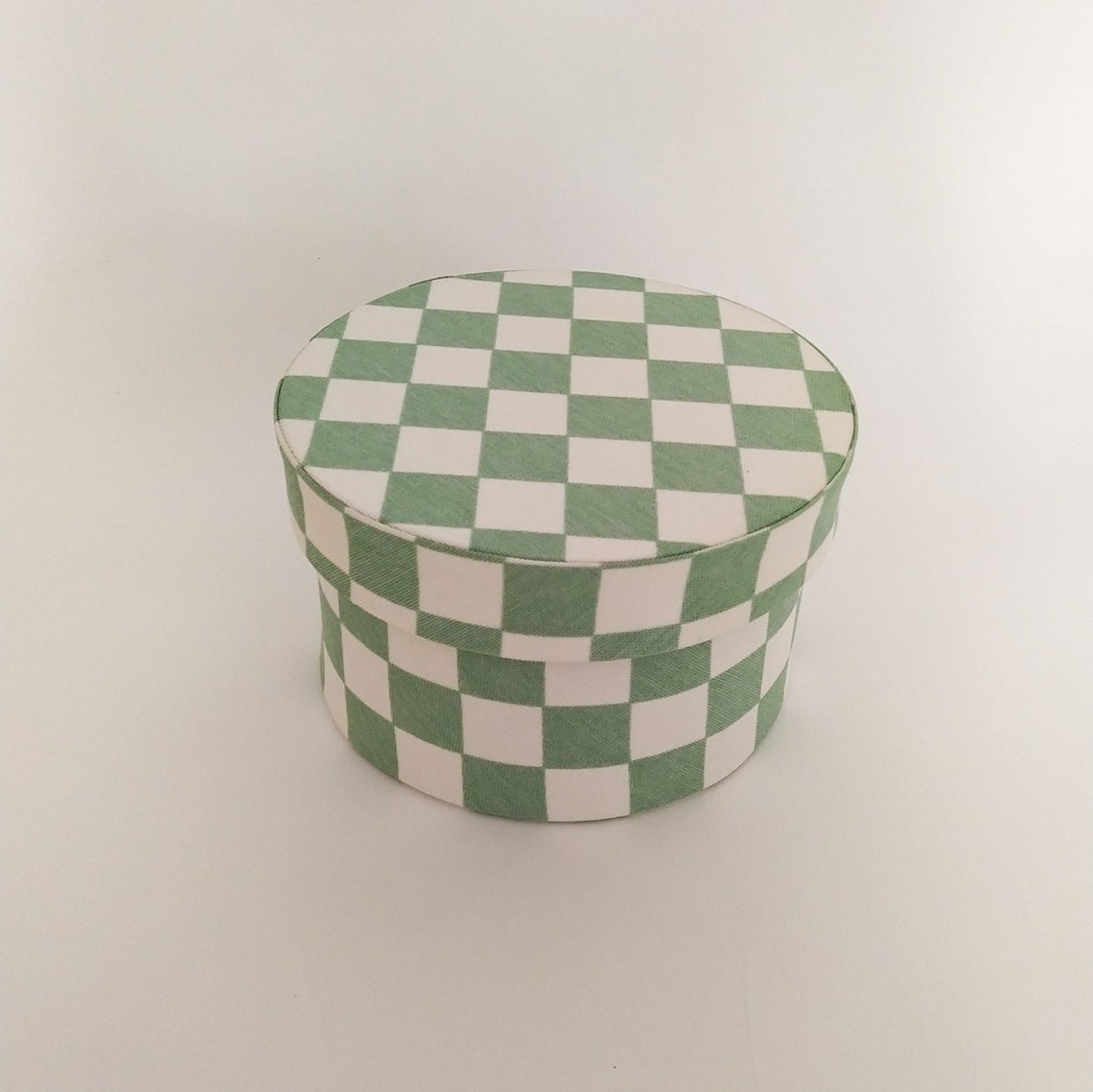 Set of 3 Green Hat Box for Storage Checkerboard Mid Century Etsy
