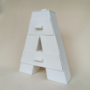 Caja decorativa con forma de letra A, Regalo personalizado, Letra 3d, Cómoda inusual con cajones, Decoraciones minimalistas