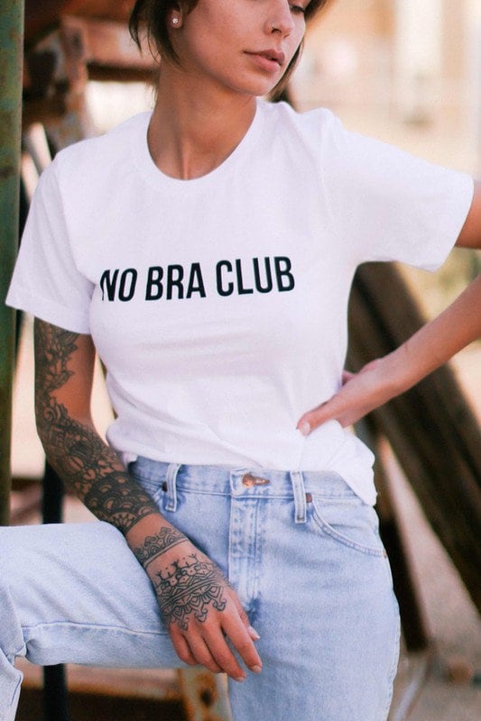 No Bra Club Crop Top, Naughty Girl Shirt, Casual Cute Shirt -  Canada