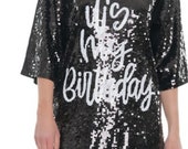 its my birthday sequin tshirt dress AKIRA Its My Birthday Sequin T-Shirt Dress | Black main image 1