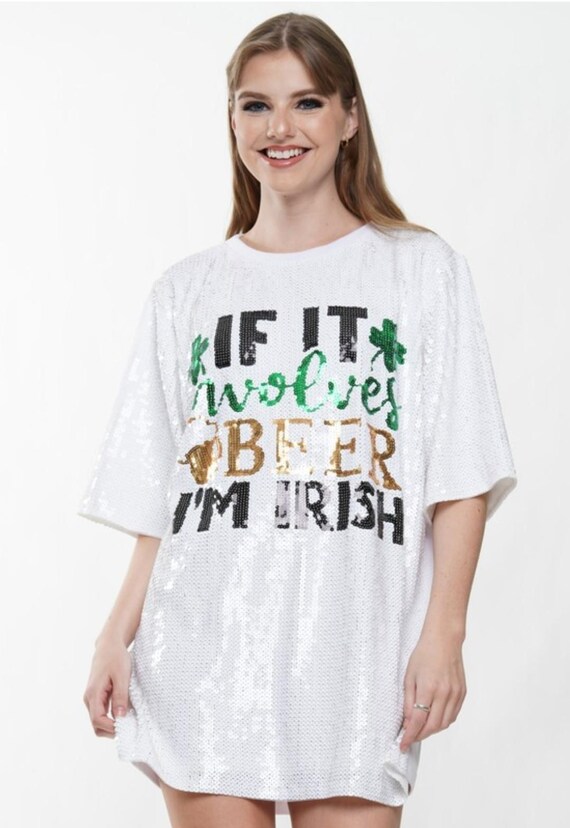 st patrick's day sequin dress St. Patricks Sequin Clovers Tiered Dress Green / Medium / ID38490-02