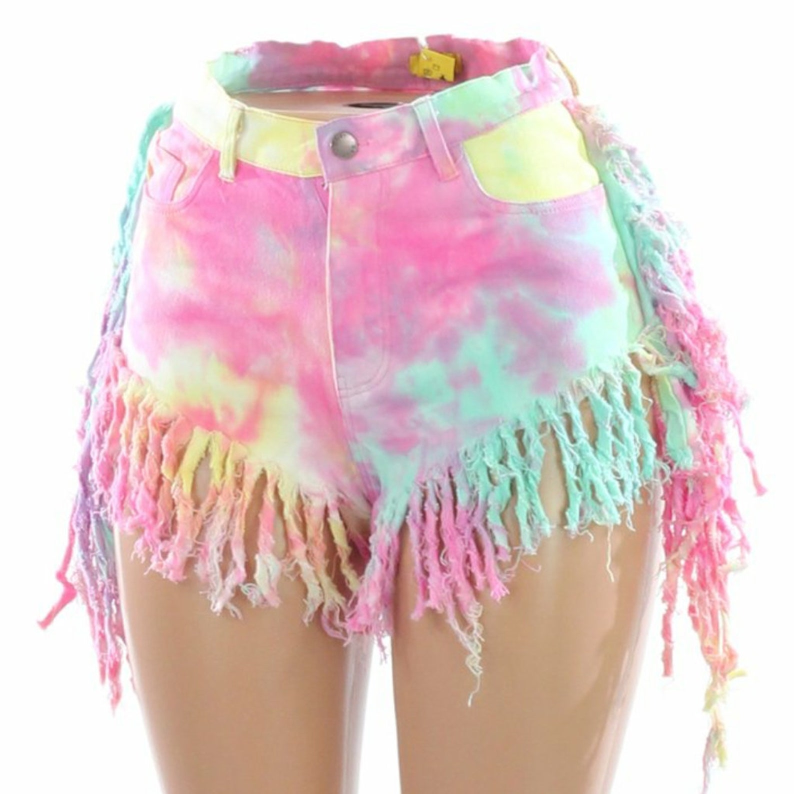Tie Dye Fringe Shorts Etsy