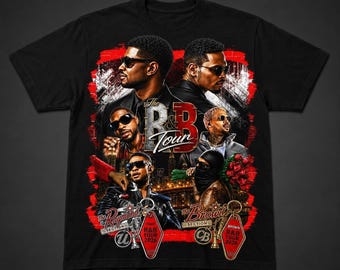 Das RnB Tour 2026 Grafik-T-Shirt | Konzert T-Shirt | Vintage Hip Hop Rap Shirt | Usher inspiriertes Fan-Shirt | Chris Braun