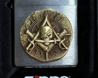 その他 Souvenirs Custom Zippo Lighter With Piece of Eight Pirate Masonic 3D