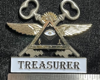 Witwen Sons Freimaurer Reiter Gemeinschaft ""Geflügelte Pyramide"" Offizier Pin Schatzmeisterin."