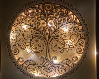 3D SVG Shadowbox Tree of Life Layered lightbox file download for Cricut resizable and easy cut