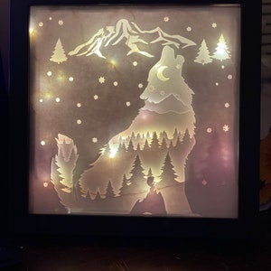 3D SVG, Wolf Digital Download easy to cut | 3D Wolf Shadow Box perfect and Light Box SVG Personal or Professional Use Cricut 3d shadowbox