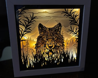 3D Wolf Forest Shadowbox Paper Art SVG file for Cutting Machines