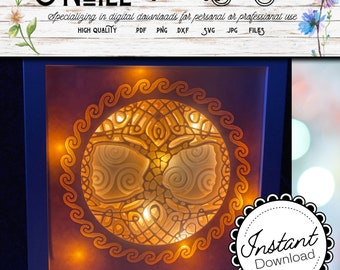 Árvore da Vida Celta em SVG, arte em papel 3D em camadas, download digital, caixa de sombra da Árvore da Vida, caixa de luz 3D, caixa de luz 3D para Cricut.