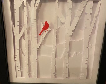 Cardinal Shadow Box SVG, Layered SVG Files for Cricut, Cardinal Ornament, In Loving Memory SVG, Light Box Cricut Project