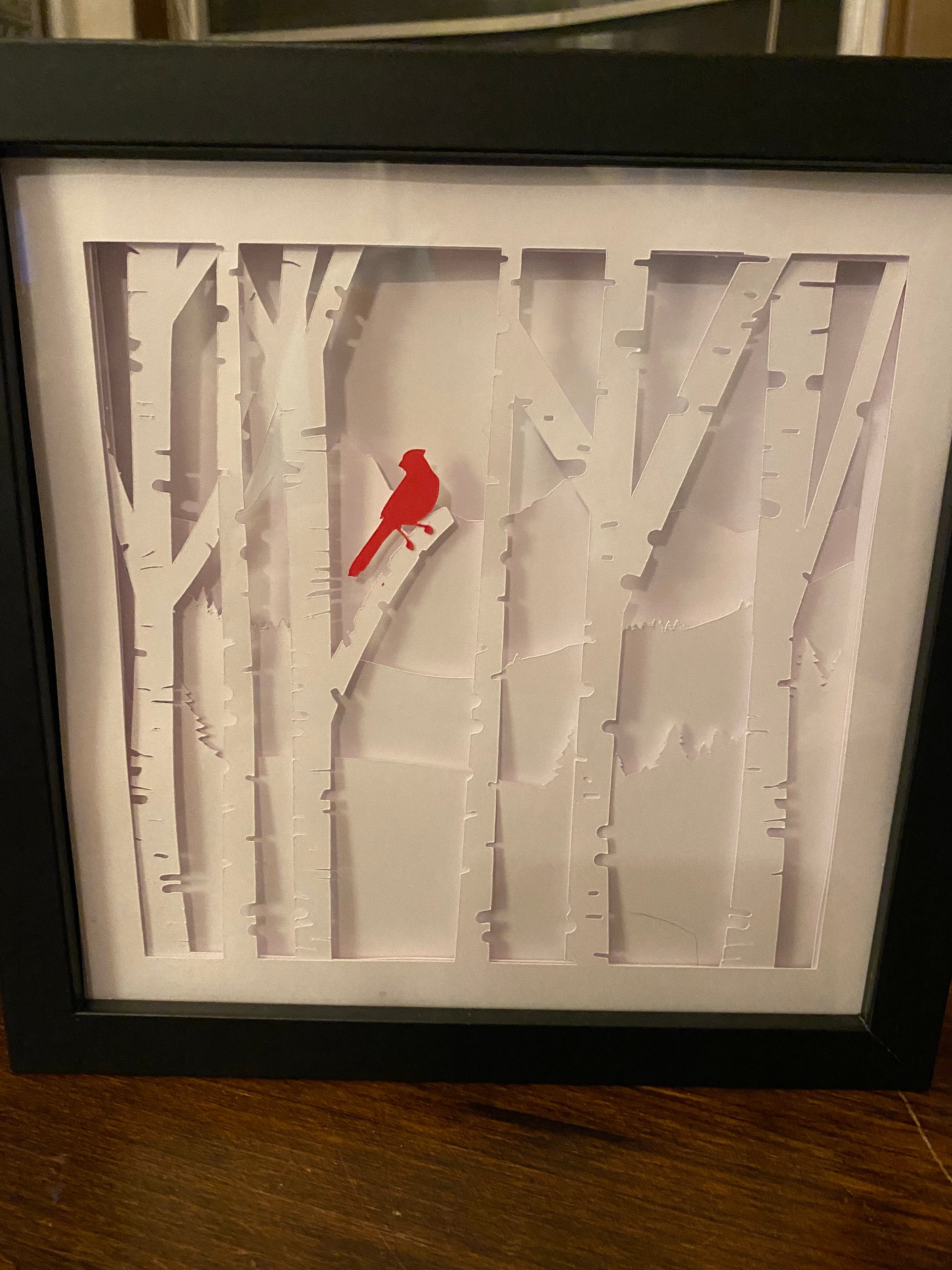 3D Cardinal Shadowbox SVG Easy Cut Cardinal in Birch Trees - Etsy Denmark
