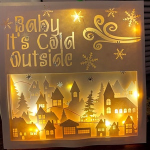 3D SVG shadowbox, resizable square lightbox gorgeous with fairy lights and frame. Easy digital download for cricut and more