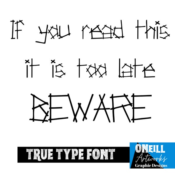 Sticks Or Bones Or Wicked Font Witches Font True Type Font ttf