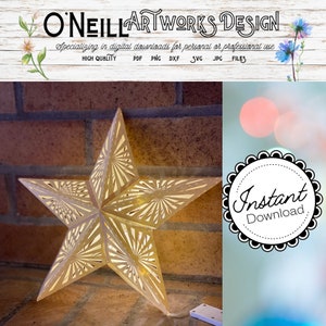 vintage 3D Star Luminary SVG Art Deco papier hanger verlichting papier kunst Cricut ontwerpbestanden formaat van sieraad of lightbox