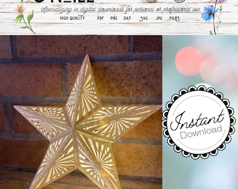 vintage 3d Star Luminary SVG  Art Deco Paper Pendant Lighting Paper Art Cricut Design Files resizeable ornament or lightbox