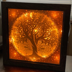 3D levensboom SVG | Gelaagde Shadow Box-SVG | Mandala-cricut en lasergesneden bestand, lichtbak