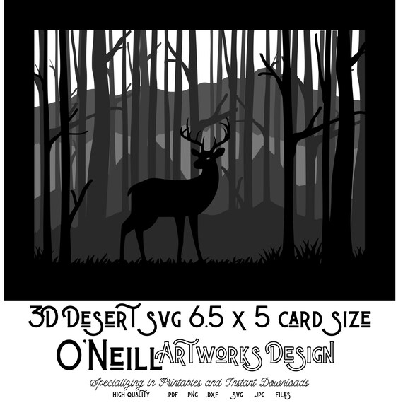Download 3d Svg Shadowbox Woodland Deer Resizable Rectangle 13 10 Ratio Etsy