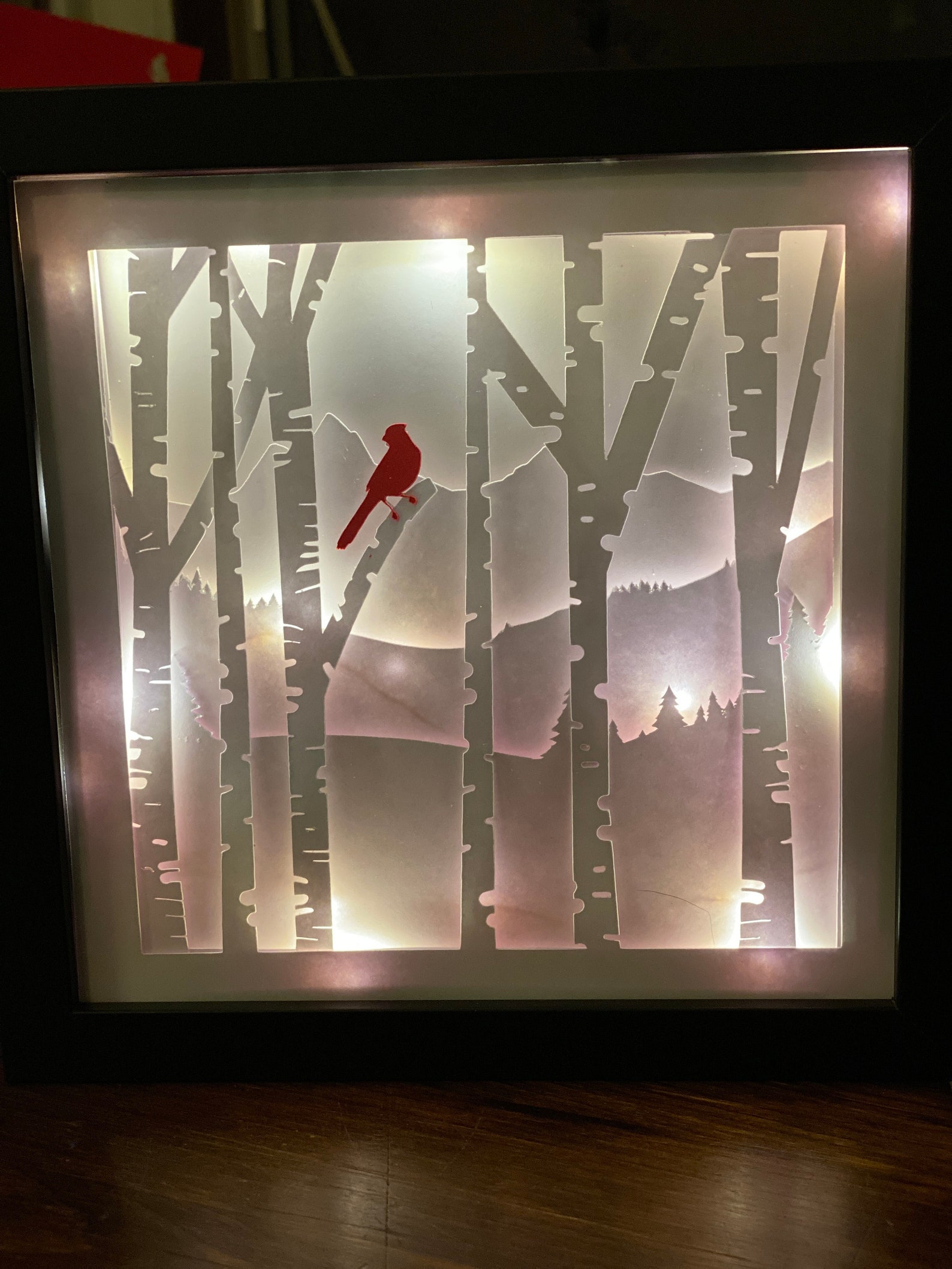 3D Cardinal Shadowbox SVG Easy Cut Cardinal in Birch Trees - Etsy