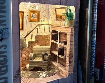 Book Nook SVG for Cricut | Cardstock Paper Diorama Template | DIY Miniature Room Cut File for Maker Explore Silhouette