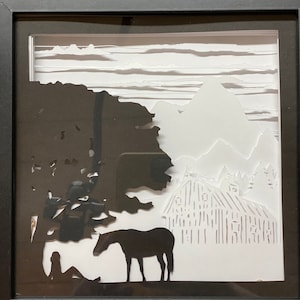 3D SVG Horse SVG Paper Art shadowbox | horse barn farmhouse decor eps svg png dxf digital download lightbox perfect for cricut