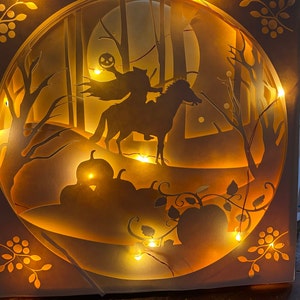 Headless Horseman SVG Layered Shadowbox Halloween Lightbox Decor Cricut Cut Files
