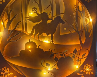 Headless Horseman SVG Layered Shadowbox Halloween Lightbox Decor Cricut Cut Files