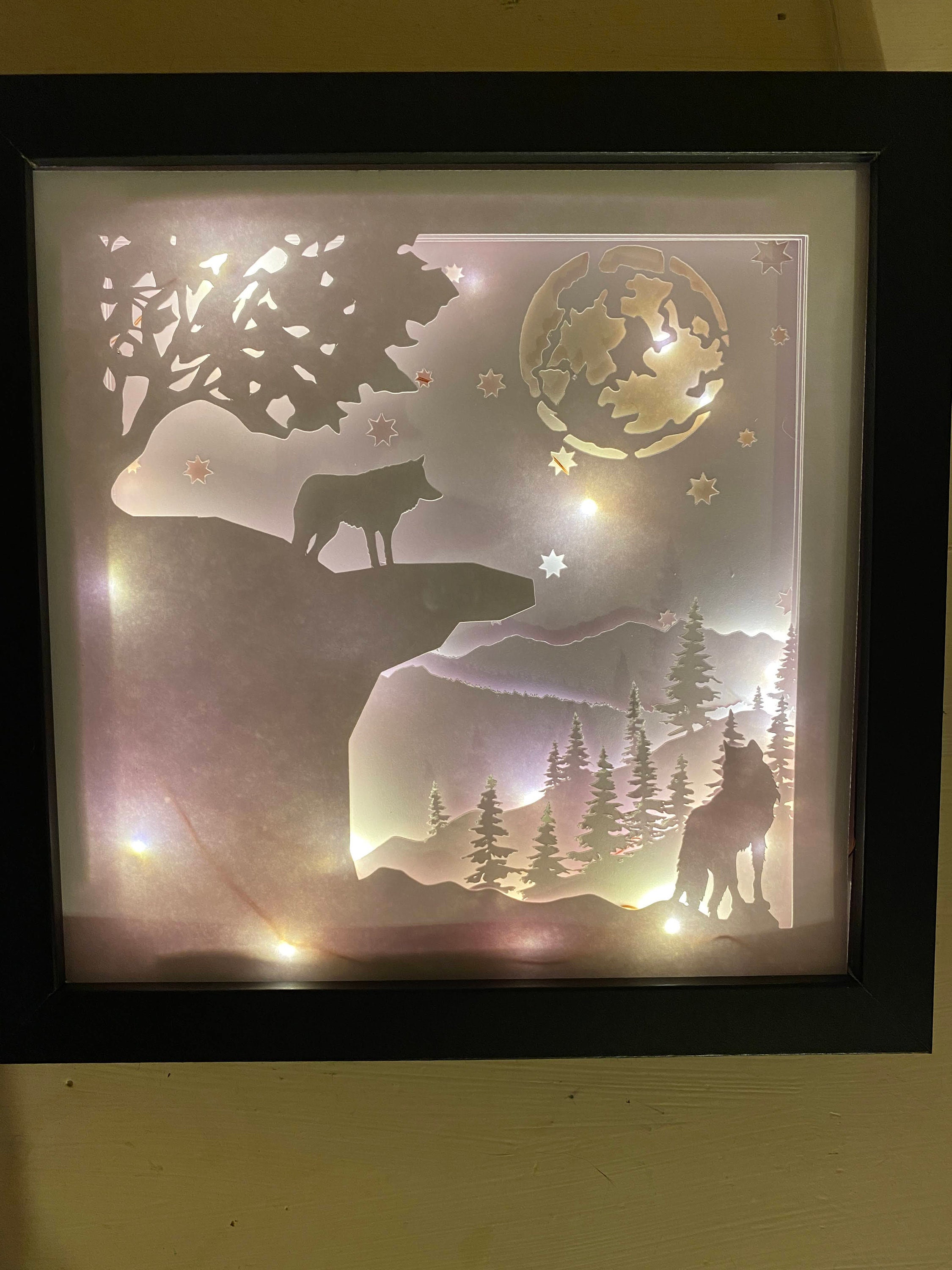 Download 3D SVG Wolf Wolves 3D Digital Download 3D Wolf Shadow Box ...