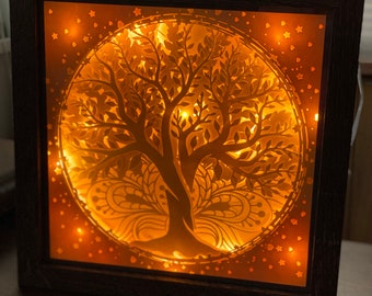 Mandala Árbol de la vida 3D SVG Lightbox Shadowbox Layered Paper Art Cricut Proyecto regalo hecho a mano