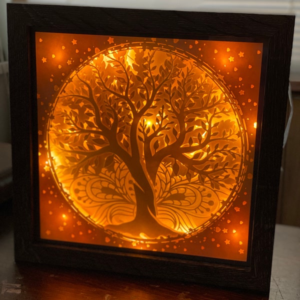 Mandala Tree of Life 3D SVG Lightbox Shadowbox Layered Paper Art Cricut Project handmade gift
