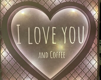 Love You Coffee lightbox 3D Heart SVG Shadowbox cute gift for Mom or him or her, png eps dxf easy cut layered paper art for cricut or laser