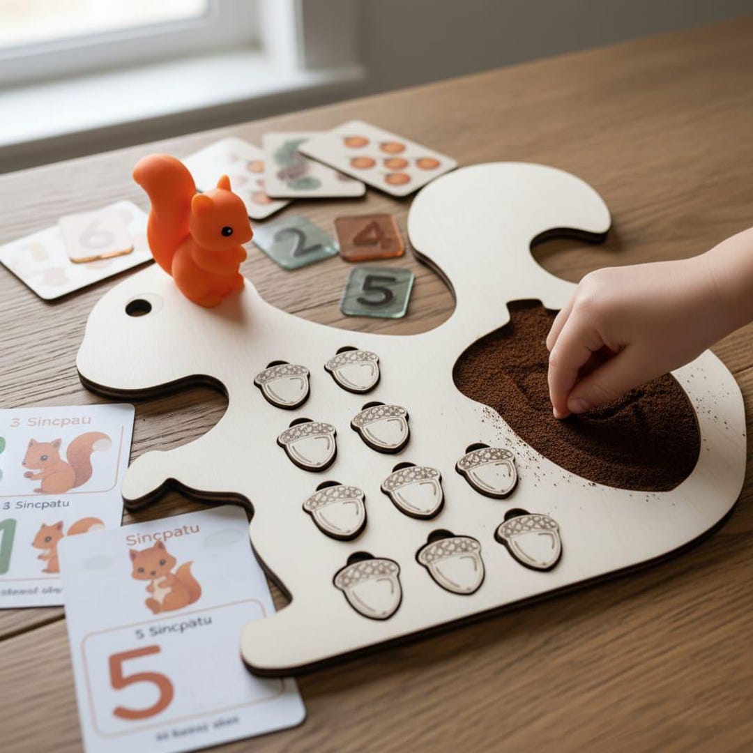 Wooden Counting and Sand Tray, Montessori Math Sets, Wooden Math Board ...