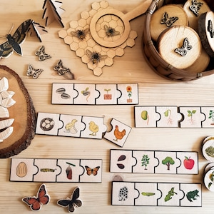Puzzle with Animals, Life Cycle Puzzle, 1 2 3 4 5 Year Old, montessori materials, educational toy image 1