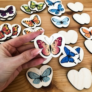 Vlinders geheugenspel, Montessori houten geheugenspel, Homeschool kleuterschool, voorschoolse peuteractiviteit, educatief speelgoed, bijpassende kaarten