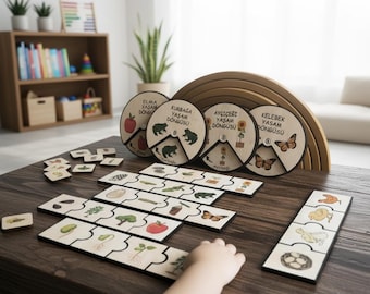 Customized Life cycle Puzzle, Puzzle with Animals, Life Cycle Puzzle, 1 2 3 4 5 Year Old, montessori materials, educational toy