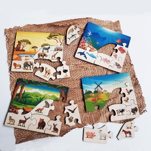 Habitats Puzzle By Minisko | Baby Boy Puzzle | Montessori Toys For Toddlers | Wooden Toy 3 Year Old | Unique toddler toys