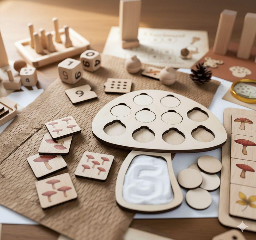 Wooden Counting and Sand Tray, Montessori Math Sets, Wooden Math Board ...