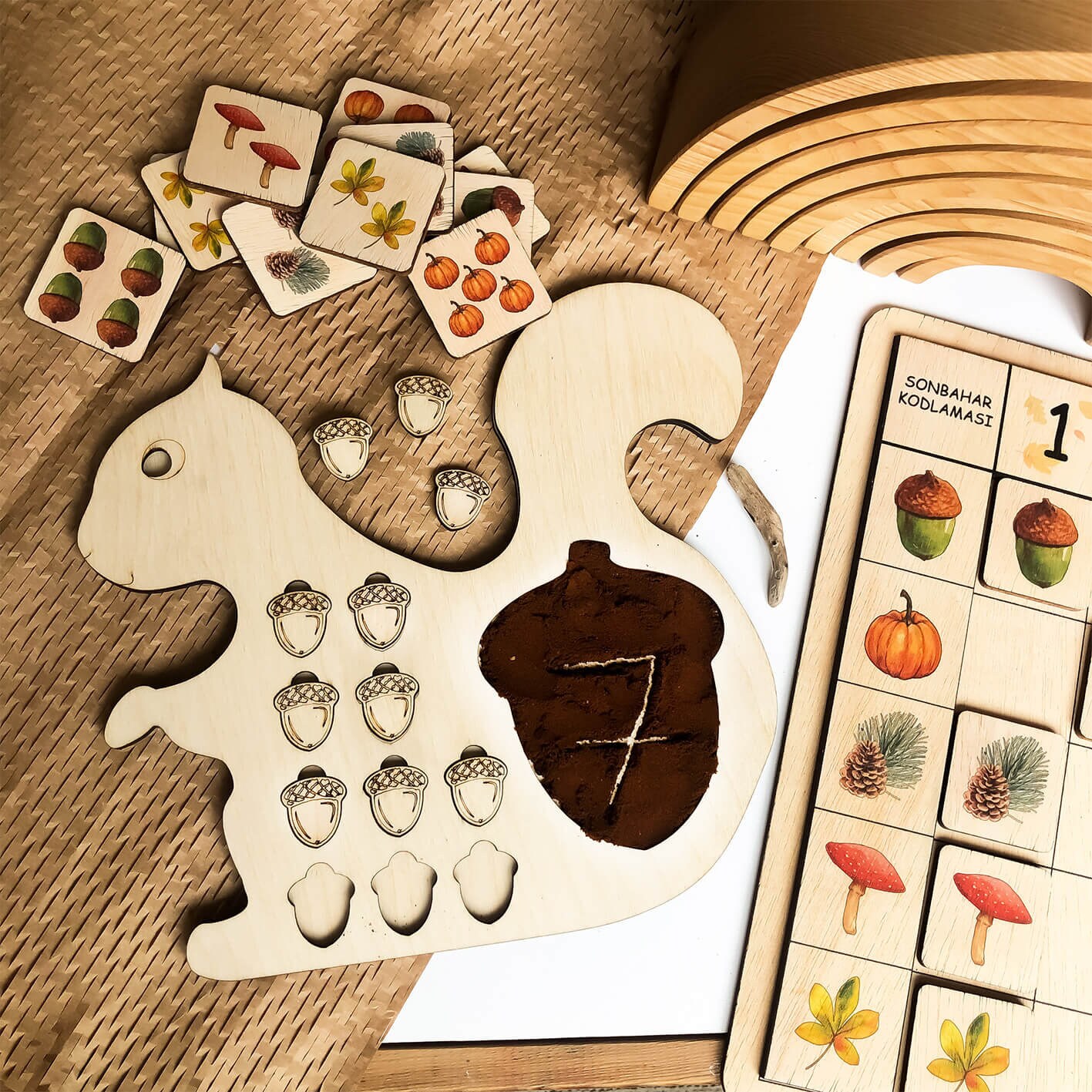Wooden Counting and Sand Tray, Montessori Math Sets, Wooden Math Board ...