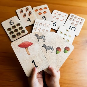 Tarjetas numéricas Montessori con visual | Aprendiendo números | Primer regalo de Pascua | Juguetes únicos para niños pequeños | Juegos de cartas