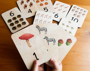 Montessori Number Cards With Visual | Learning numbers | First Easter Present | Unique toddler toys | Card Games