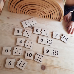 Wooden Numbers Puzzle, Numbers puzzle, Handmade Wood Numeral And Counting Puzzle, Montessori Educational Fine Motor Development